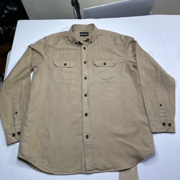 Banana Republic Standard Fit Khaki Button-Up Shirt Men’s L – Dual Chest Pockets - Picture 1 of 9